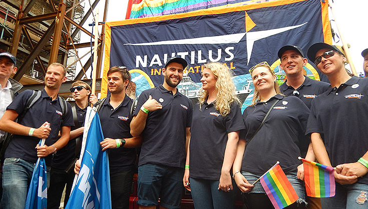 Nautilus members on a previous year's Pride event in London. Image:Nautilus members on a previous year's Pride event in London.