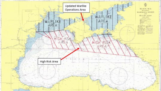 Image:Warlike areas in the Black Sea. Image: IBF