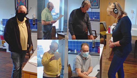 Mariners' Park residents and staff during their recording. Clockwise from left John Coyle, Mike Feltham, Roger Cliffe-Thompson, Barbara Cook, Martyn Coleman, John McDavitt. Image: Nautilus International Image:Mariners' Park residents and staff during their recording. Clockwise from left John Coyle, Mike Feltham, Roger Cliffe-Thompson, Barbara Cook, Martyn Coleman, John McDavitt. Image: Nautilus International