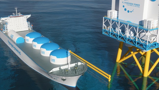 Image:Artist's impression of bunkering for a vessel powered by liquefied hydrogen fuel.  Image: Getty Images