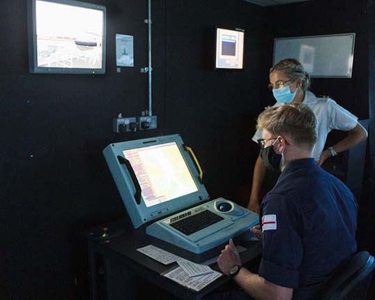 A Merchant Navy Cadet learns how to use the Royal Navy's WECDIS digital navigation system. Image: Royal Navy Image:A Merchant Navy Cadet learns how to use the Royal Navy's WECDIS digital navigation system. Image: Royal Navy