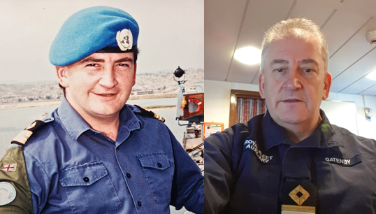 Dave Gatenby left in his younger days as a senior purser and more recently Image: Dave Gatenby left in his younger days as a senior purser and more recently