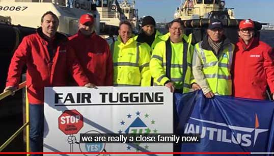 The campaign features a video highlighting the story of tugboat captain Troy Pearson and worker Charley Cragg, who were killed while servicing a Rio Tinto power station in Canada. Image: ITF/ video still Image:The campaign features a video highlighting the story of tugboat captain Troy Pearson and worker Charley Cragg, who were killed while servicing a Rio Tinto power station in Canada. Image: ITF/ video still