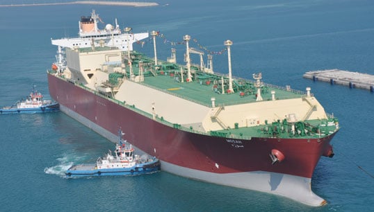 Nakilat's flagship vessel Mozah at Ras Laffan: Nakilat/Wikimedia Commons Image:Nakilat's flagship vessel Mozah at Ras Laffan: Nakilat/Wikimedia Commons