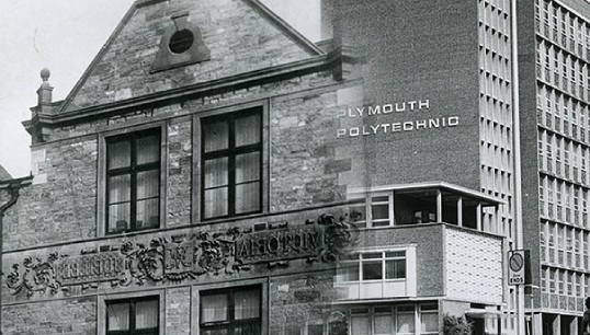 Composite picture of the old Plymouth School of Navigation and the school's next incarnation as Plymouth Polytechnic. Image: University of Plymouth Image:Composite picture of the old Plymouth School of Navigation and the school's next incarnation as Plymouth Polytechnic. Image: University of Plymouth