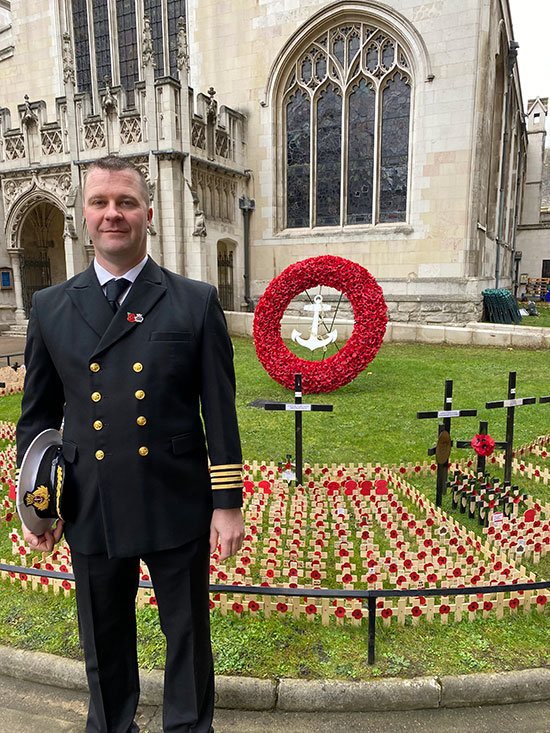 Image: Capt Chris Williams Nautilus member at Remembrance Sunday 2021 outside Memorial Gardens Westminster Abbey Image: Capt Chris Williams Nautilus member at Remembrance Sunday 2021 outside Memorial Gardens Westminster Abbey