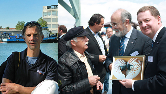 Die Vereinigung der maritimen Fachkräfte in einer grenzüberschreitenden Gewerkschaft: Von links: Holger Schatz, Nautilus Nationalsekretär für die Schweiz, und vor 10 Jahren Mark Dickinson (ganz rechts) und Nick Bramley, ehemaliger Schweizer Nationalsekretär und internationaler Offizier im Ruhestand (zweiter von rechts), bei der Gründung der Schweizer Sektion der Gewerkschaft.' Image:Die Vereinigung der maritimen Fachkräfte in einer grenzüberschreitenden Gewerkschaft: Von links: Holger Schatz, Nautilus Nationalsekretär für die Schweiz, und vor 10 Jahren Mark Dickinson (ganz rechts) und Nick Bramley, ehemaliger Schweizer Nationalsekretär und internationaler Offizier im Ruhestand (zweiter von rechts), bei der Gründung der Schweizer Sektion der Gewerkschaft.'