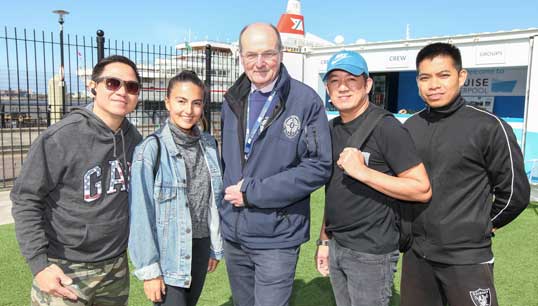 Liverpool Seafarers Centre (LSC) CEO John Wilson (middle) with some crew from the MS Black Watch at the seafarer centre near the Liverpool cruise line terminal. Image: LSC Image:Liverpool Seafarers Centre (LSC) CEO John Wilson (middle) with some crew from the MS Black Watch at the seafarer centre near the Liverpool cruise line terminal. Image: LSC