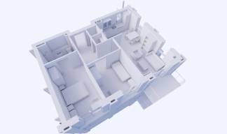 An architect's cut-through layout view of a second floor two bedroom apartment. Some rear accomodation is more generous because of the crank in the building or has dual aspect on the corners. Image: Pozzoni
Image:An architect's cut-through layout view of a second floor two bedroom apartment. Some rear accomodation is more generous because of the crank in the building or has dual aspect on the corners. Image: Pozzoni